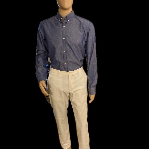 Blue/White Striped Shirt with collar Banana Republic Camden Fit Large 100% Surim - Picture 3 of 5